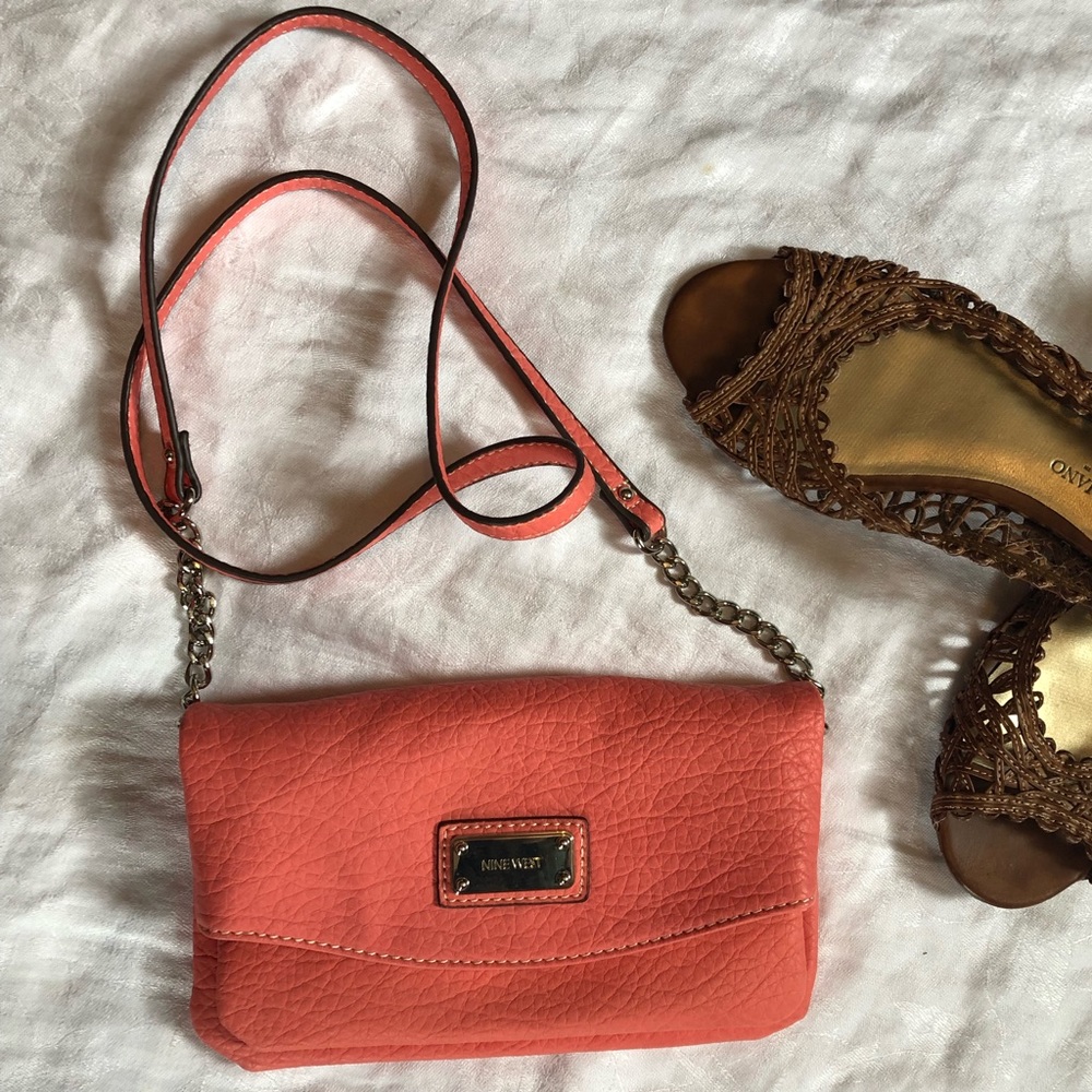 Coral Nine West Chain Crossbody Bag/Clutch